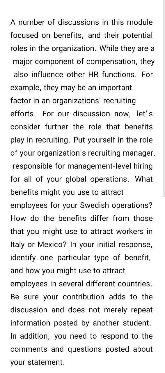 A number of discussions in this module focused on