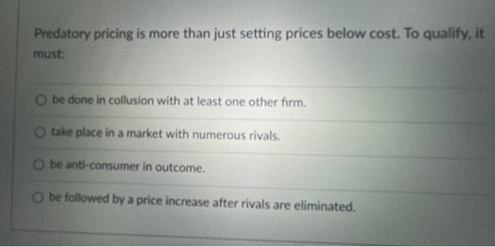 Predatory pricing is more than just setting