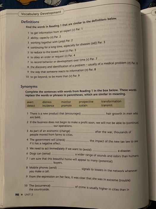 E Vocabulary Development Definitions Find the