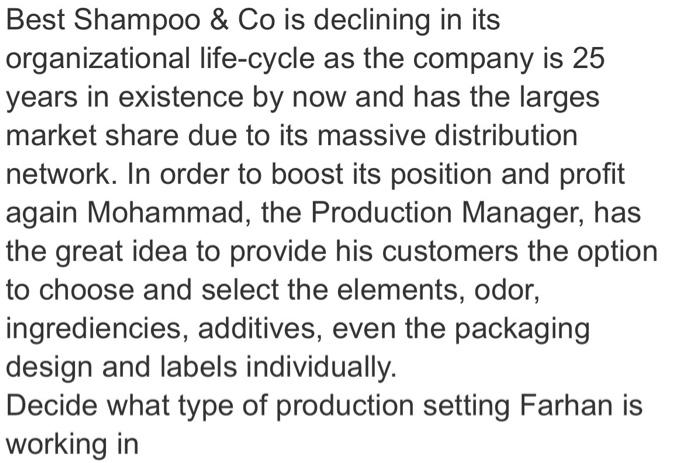 Best Shampoo & Co is declining in its