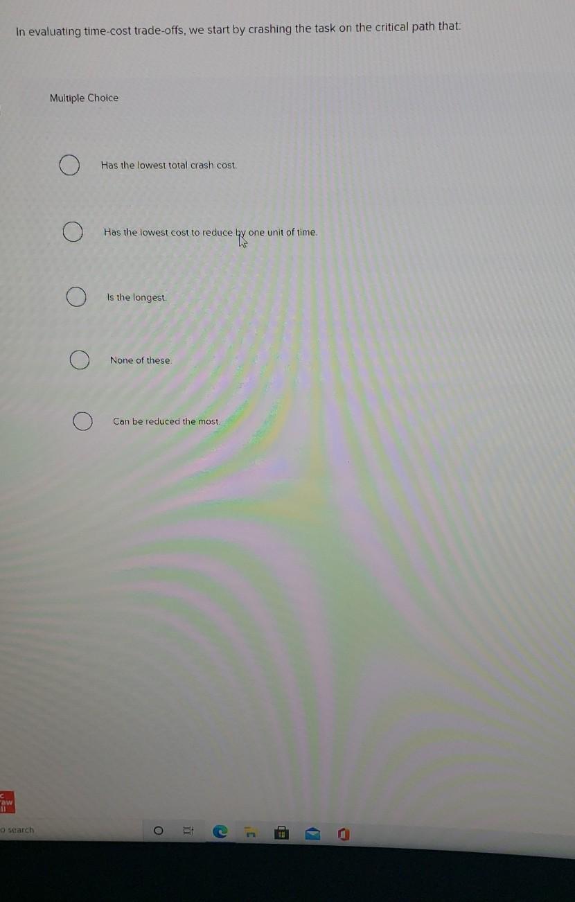 In evaluating time-cost trade-offs, we start by