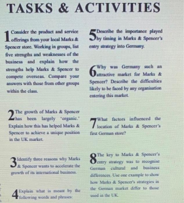 help me please 2-8 please TASKS & ACTIVITIES