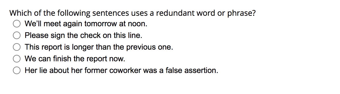 Which of the following sentences uses a redundant