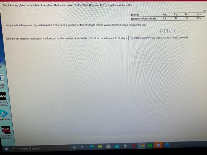 The following gives the number of accidents that