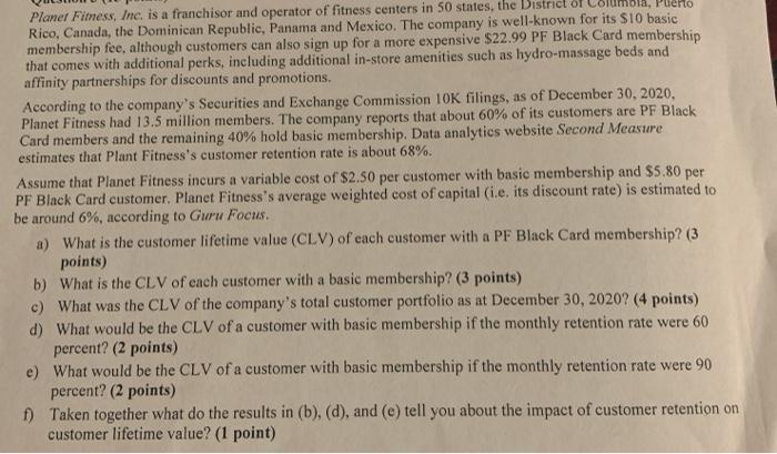 Please show work Pueno Planet Fimess, Inc. is a