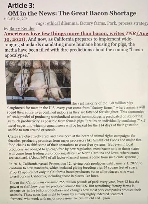 answer the two discussion questions Article 3: OM