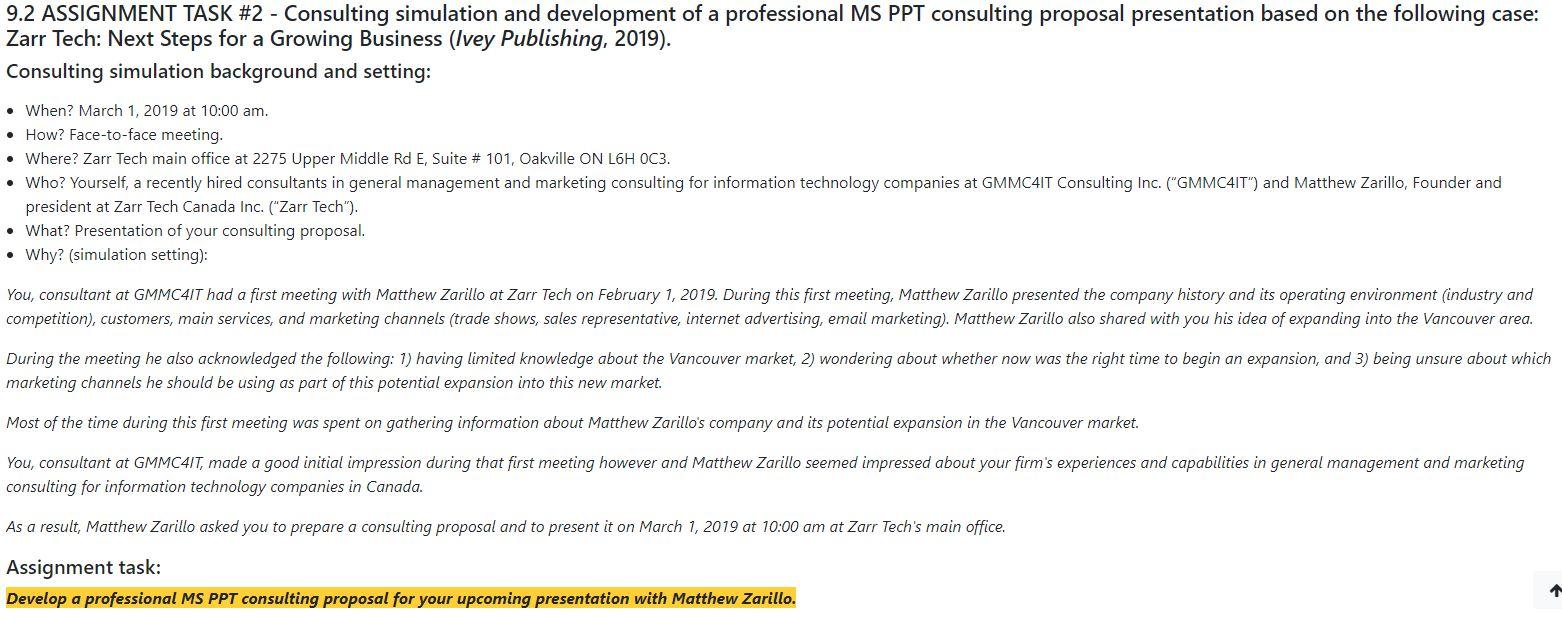 9.2 ASSIGNMENT TASK #2 - Consulting simulation