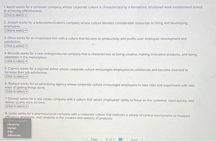 1. Aaron works for a computer company whose