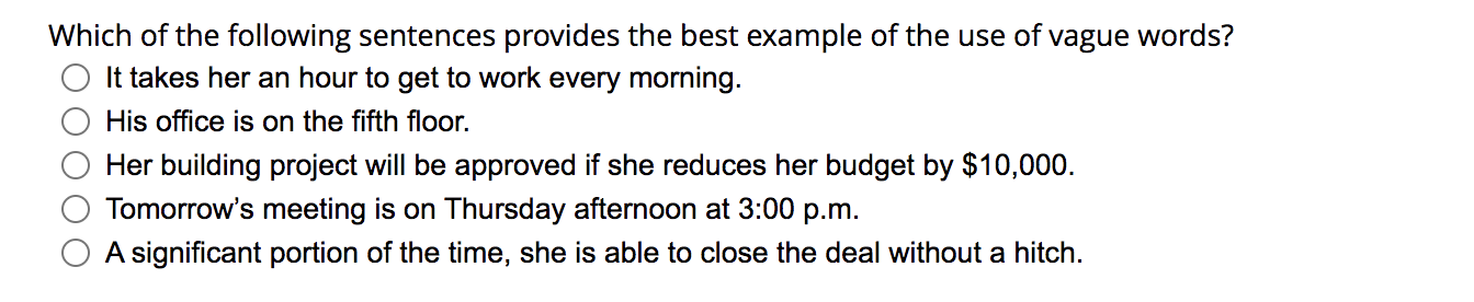 Which of the following sentences provides the