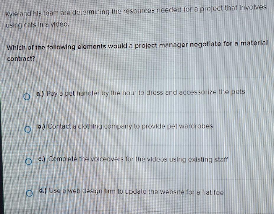 Kyle and his team are determining the resources