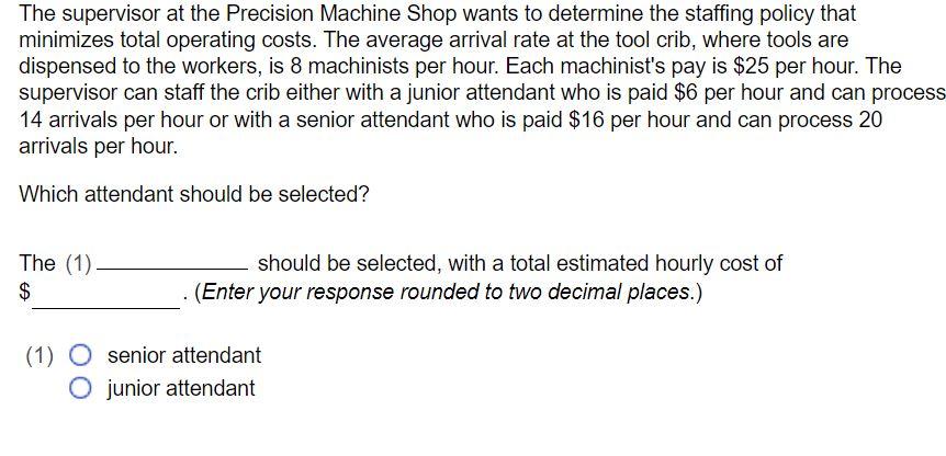 The supervisor at the Precision Machine Shop