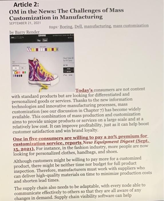 answer the two discussion questions Article 2: OM