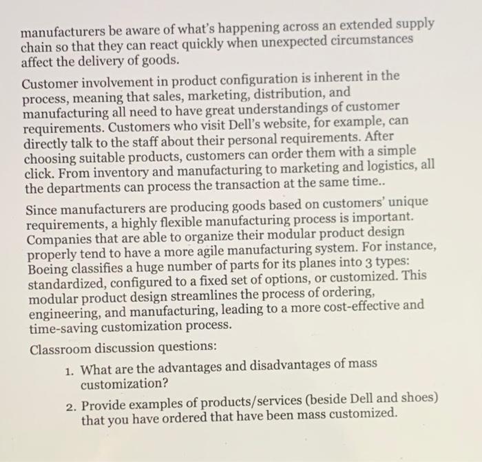 answer the two discussion questions Article 2: OM