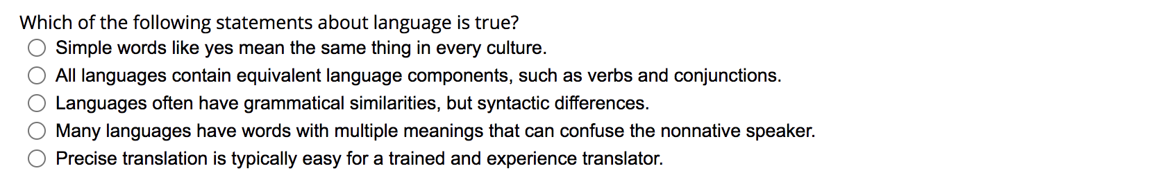 Which of the following statements about language