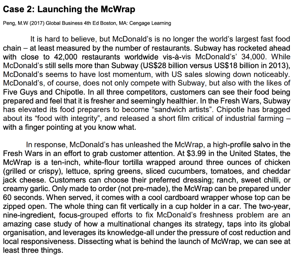 Case 2: Launching the McWrap Peng, M.W (2017)
