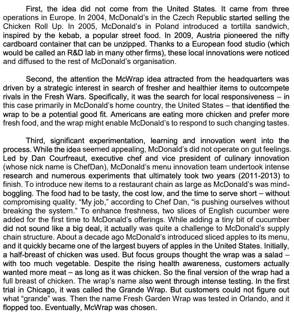 Case 2: Launching the McWrap Peng, M.W (2017)