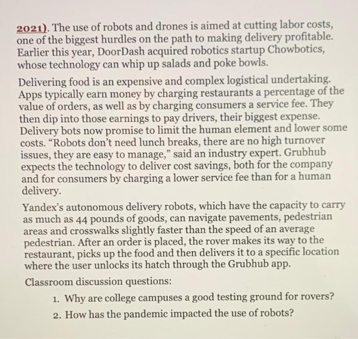 answer the two dicussion questions Article 4: OM