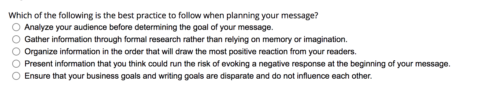 Which of the following is the best practice to