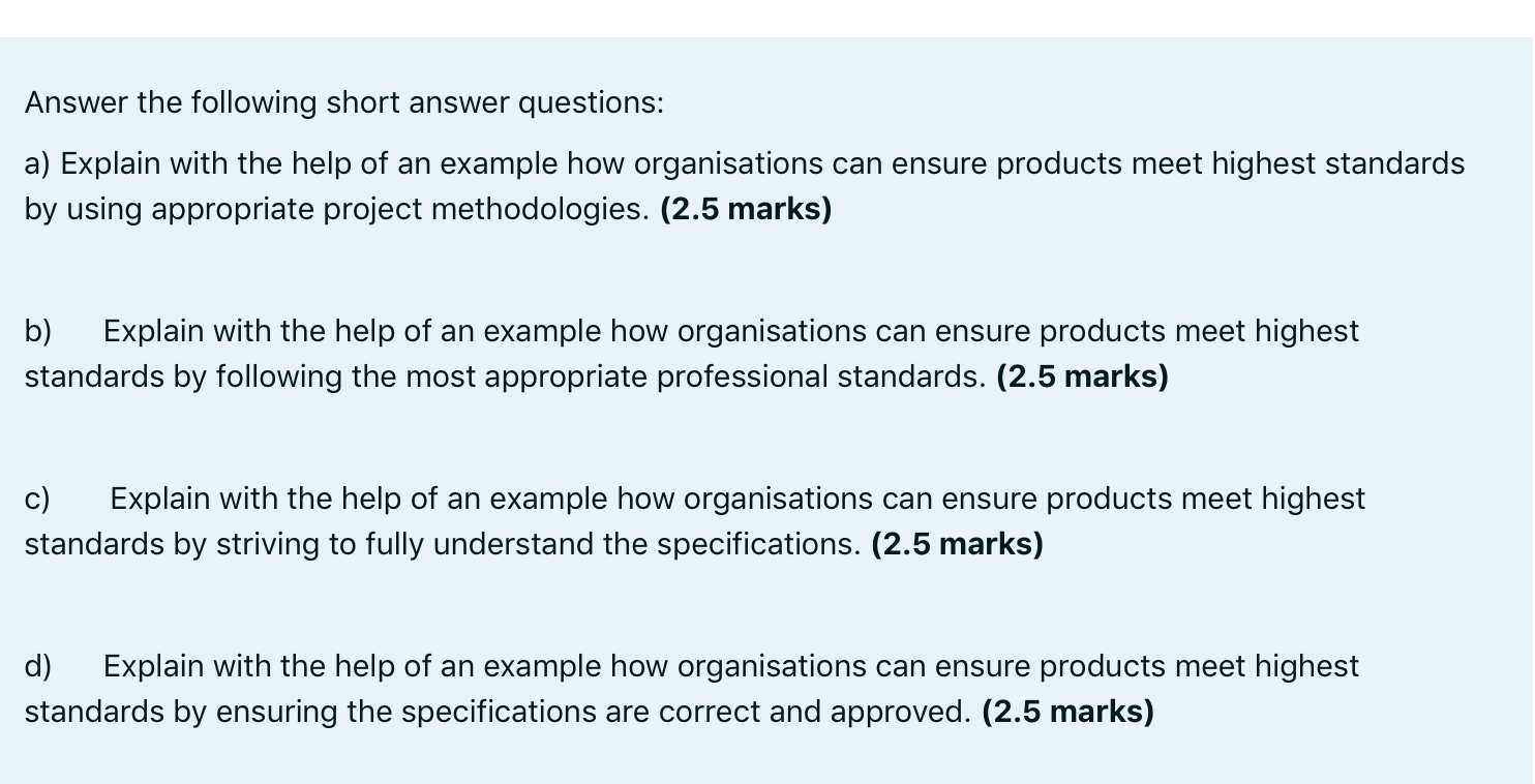 Answer the following short answer questions: a)