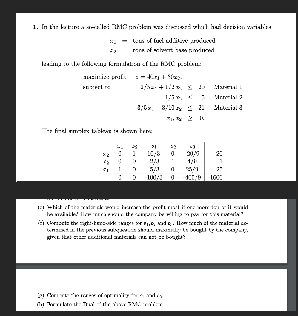 e,f,g,h please 1. In the lecture a so-called RMC
