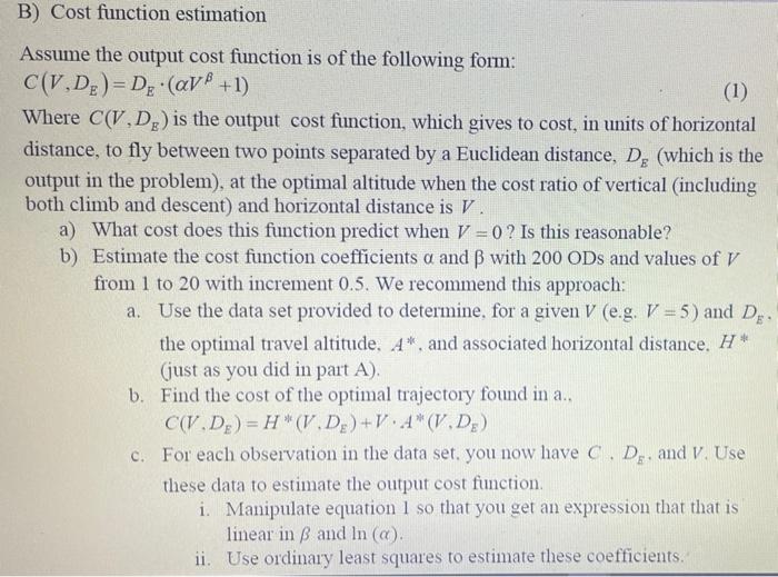 This exercise aims to estimate cost function of