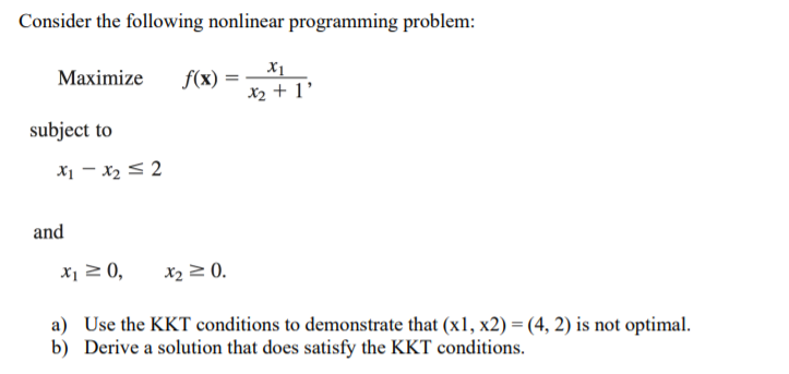 Consider the following nonlinear programming