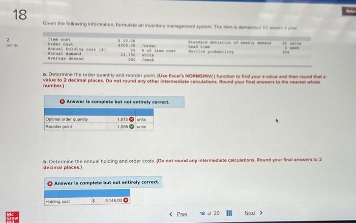 18 Given the following information, formulate an