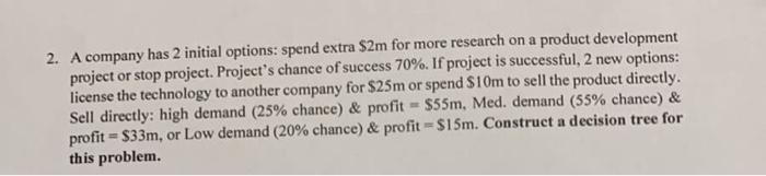 2. A company has 2 initial options: spend extra
