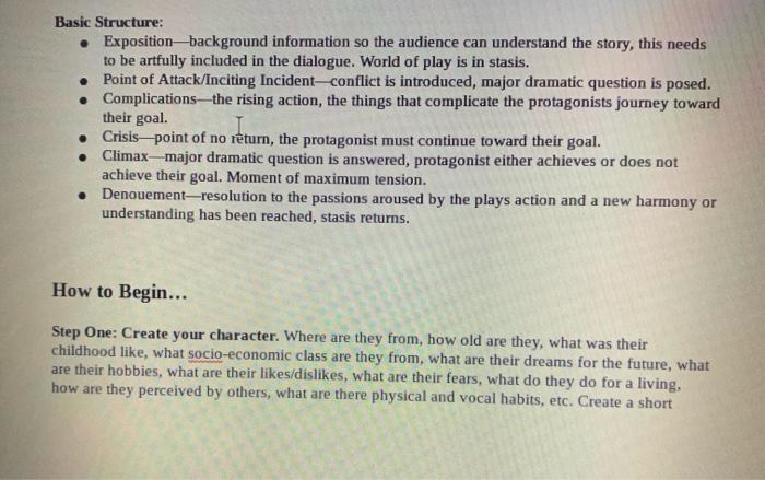 Understanding Theatre Monologue Project What is a