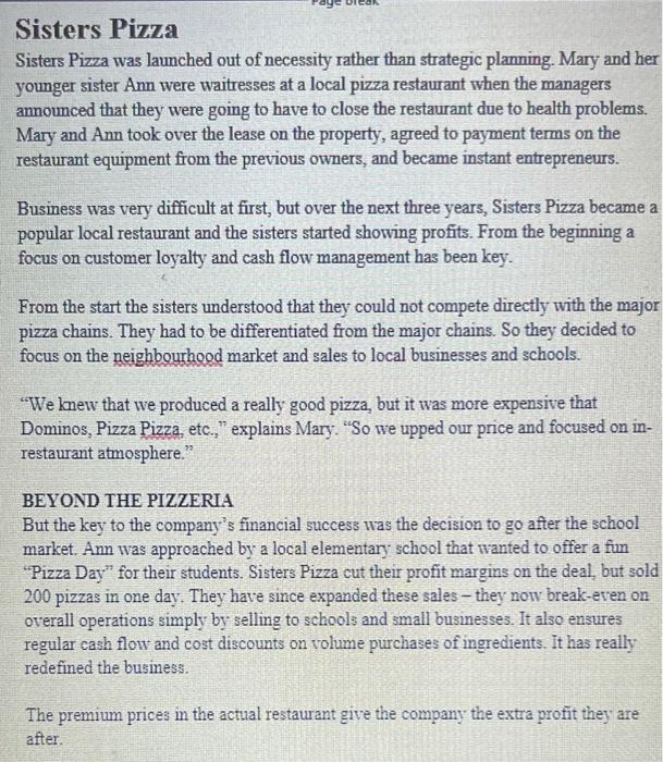 Sisters Pizza Sisters Pizza was launched out of