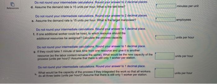 minutes per unit References employees Do not