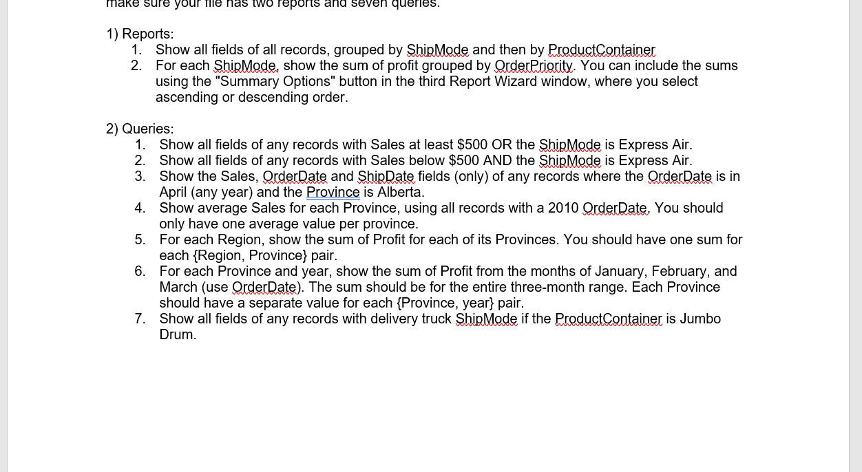 make sure your file nas two reports and seven