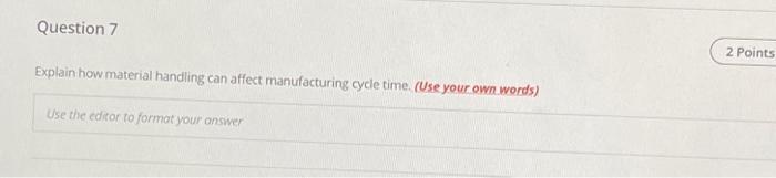 material handling and packaging Question 7 2