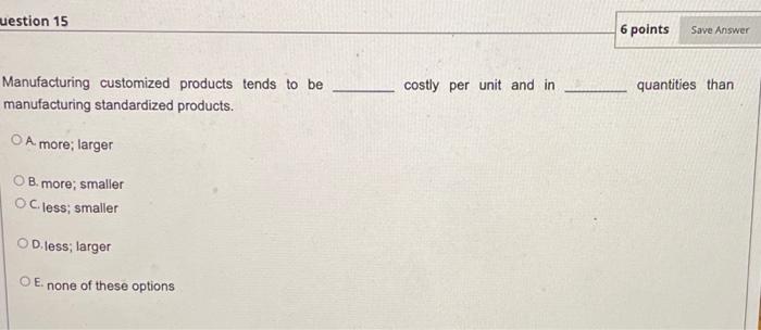 sos question 15 6 points Save Answer