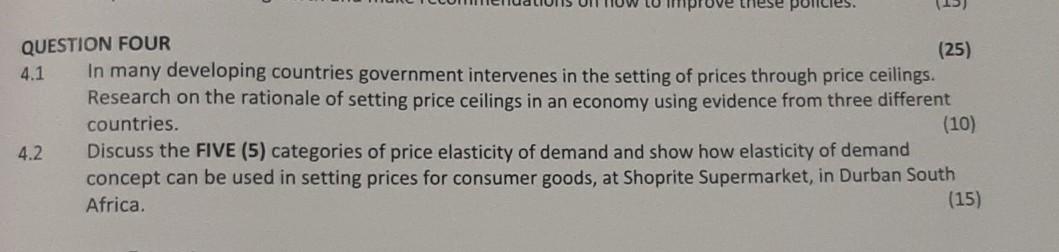 (1) QUESTION FOUR (25) 4.1 In many developing