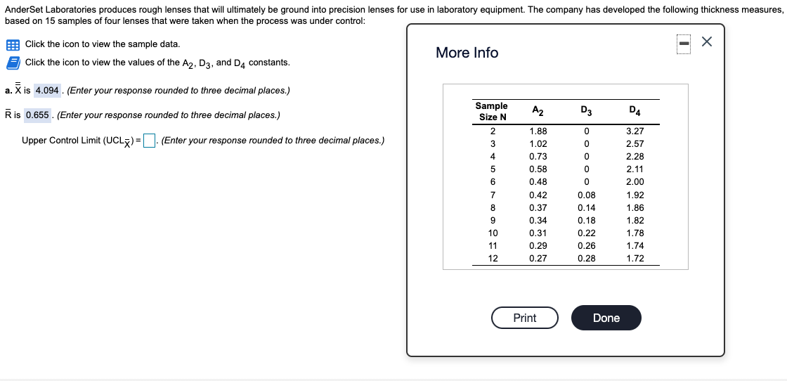 the answer of UCL and LCL please Ander Set