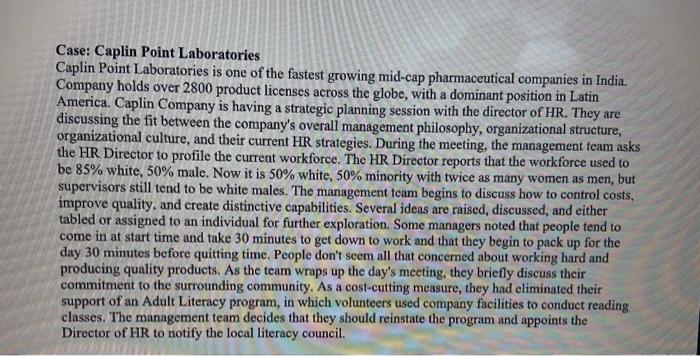 Case: Caplin Point Laboratories Caplin Point