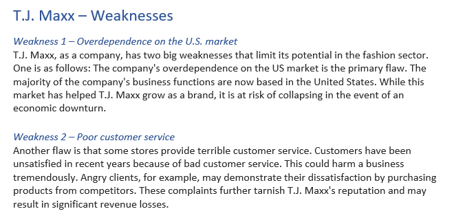 Using the SWOT Analysis table and descriptions