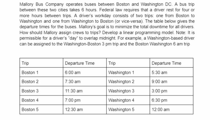 Mallory Bus Company operates buses between Boston