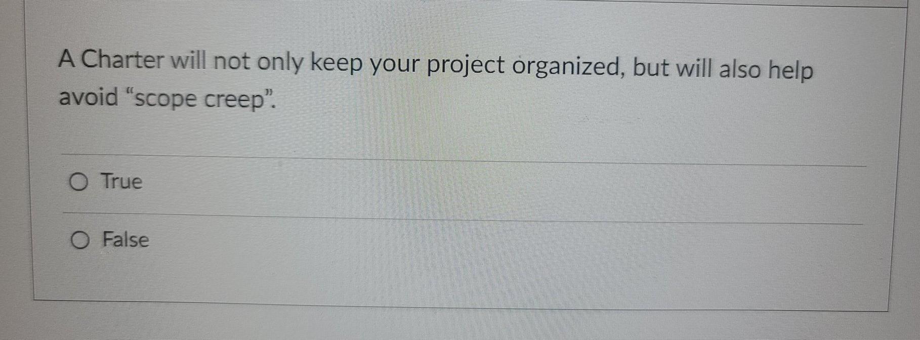 A Charter will not only keep your project