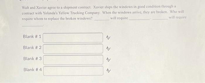 Walt and Xavier agree to a shipment contract.