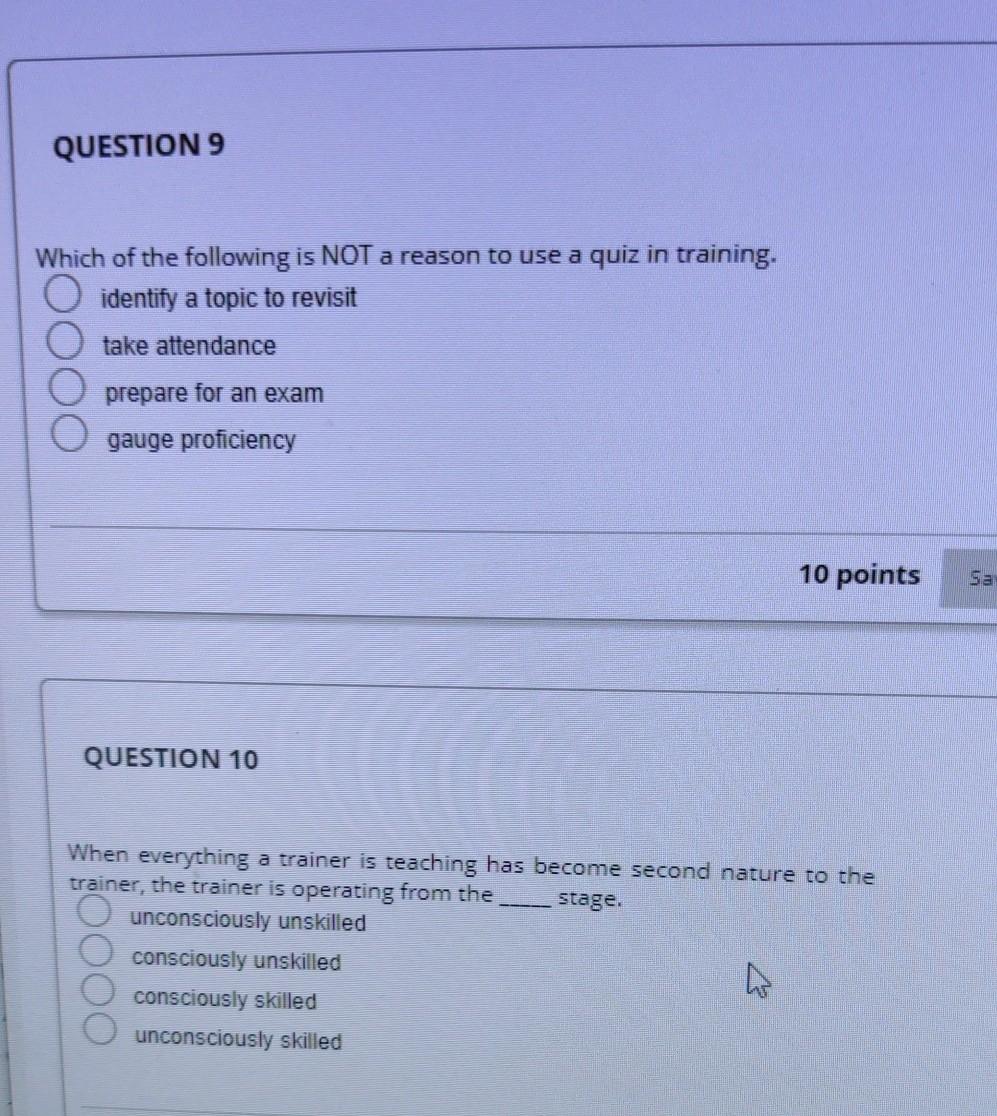 QUESTION 9 Which of the following is NOT a reason