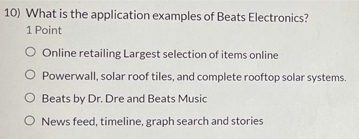 10) What is the application examples of Beats