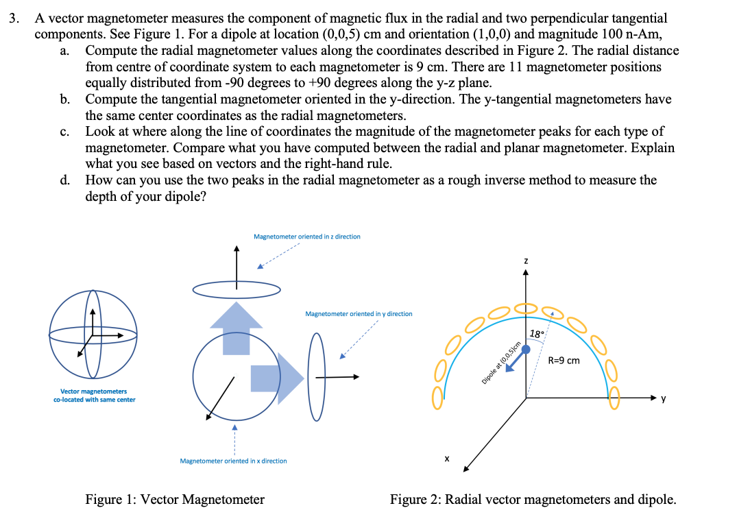 Please answer c and d 3. a. A vector magnetometer