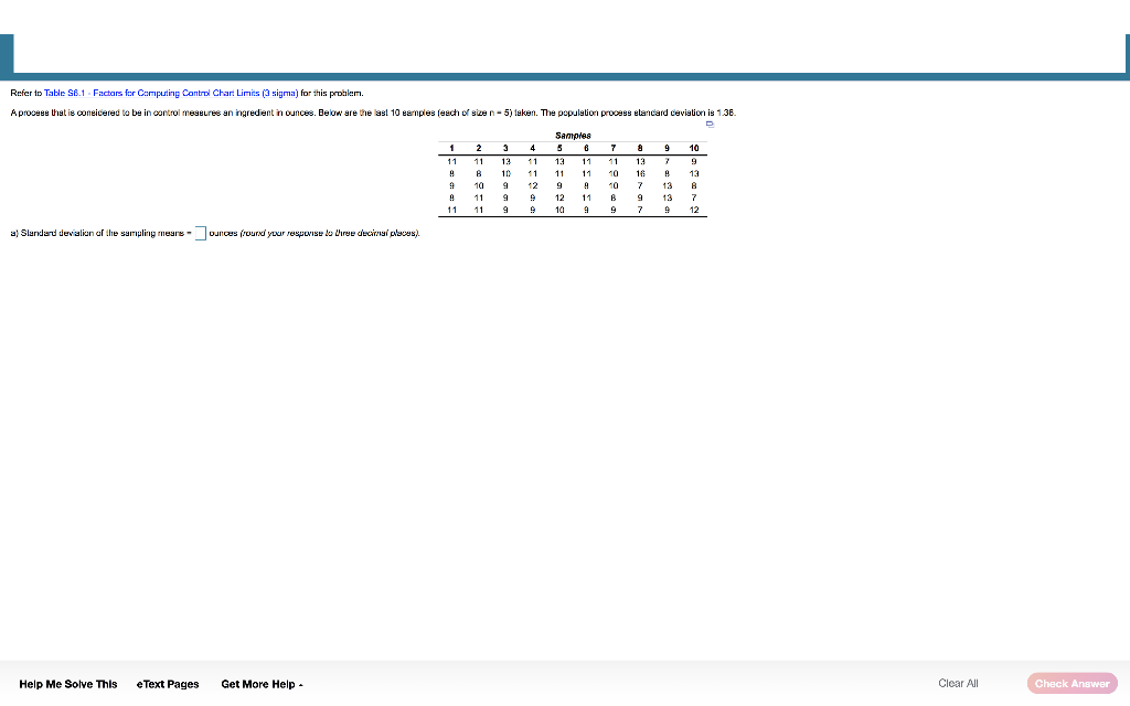 Refer to Table S8.1. Factors for Computing