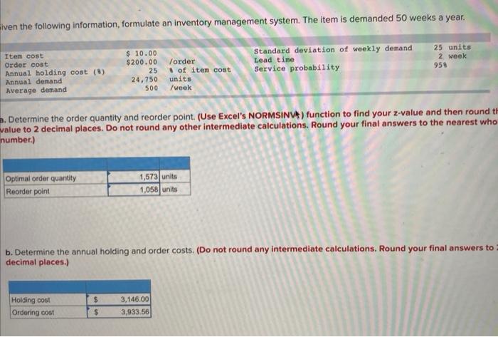 everything is wrong except the reorder point!