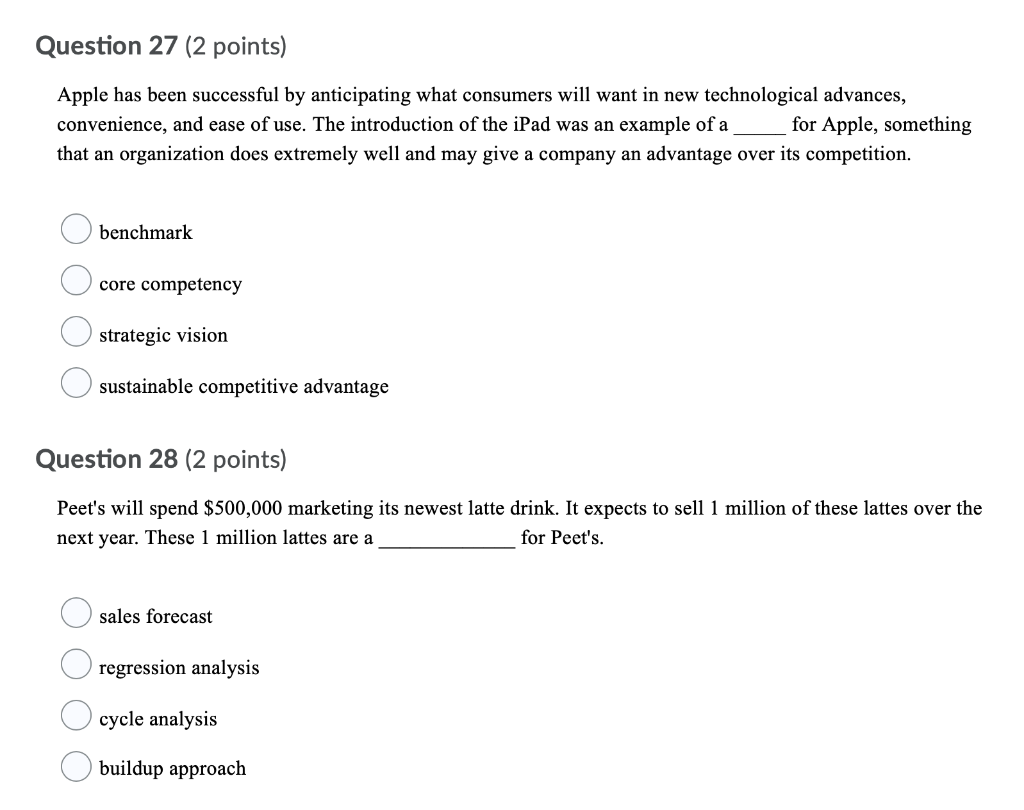 Question 25 (2 points) Long-term relationships