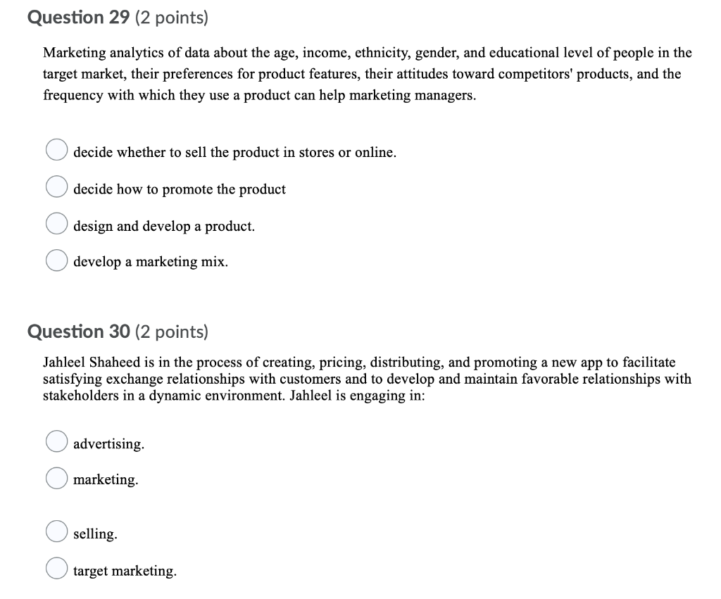 Question 25 (2 points) Long-term relationships