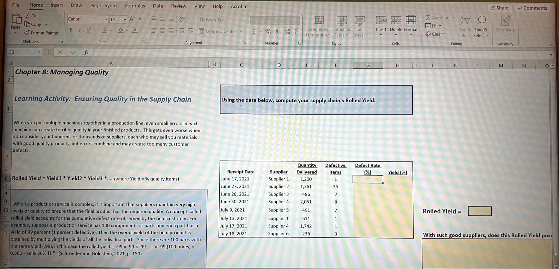 chapter 8 managing quality learning activity: