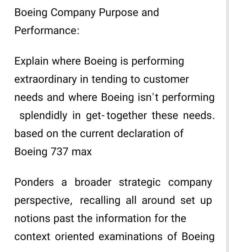Boeing Company Purpose and Performance: Explain